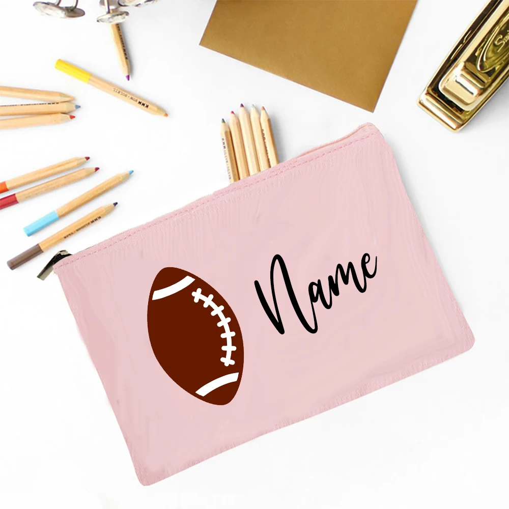 Bolsa de lápices de fútbol personalizada, estuche de lápices con nombre personalizado, suministros de papelería escolar, bolsas de almacenamiento,