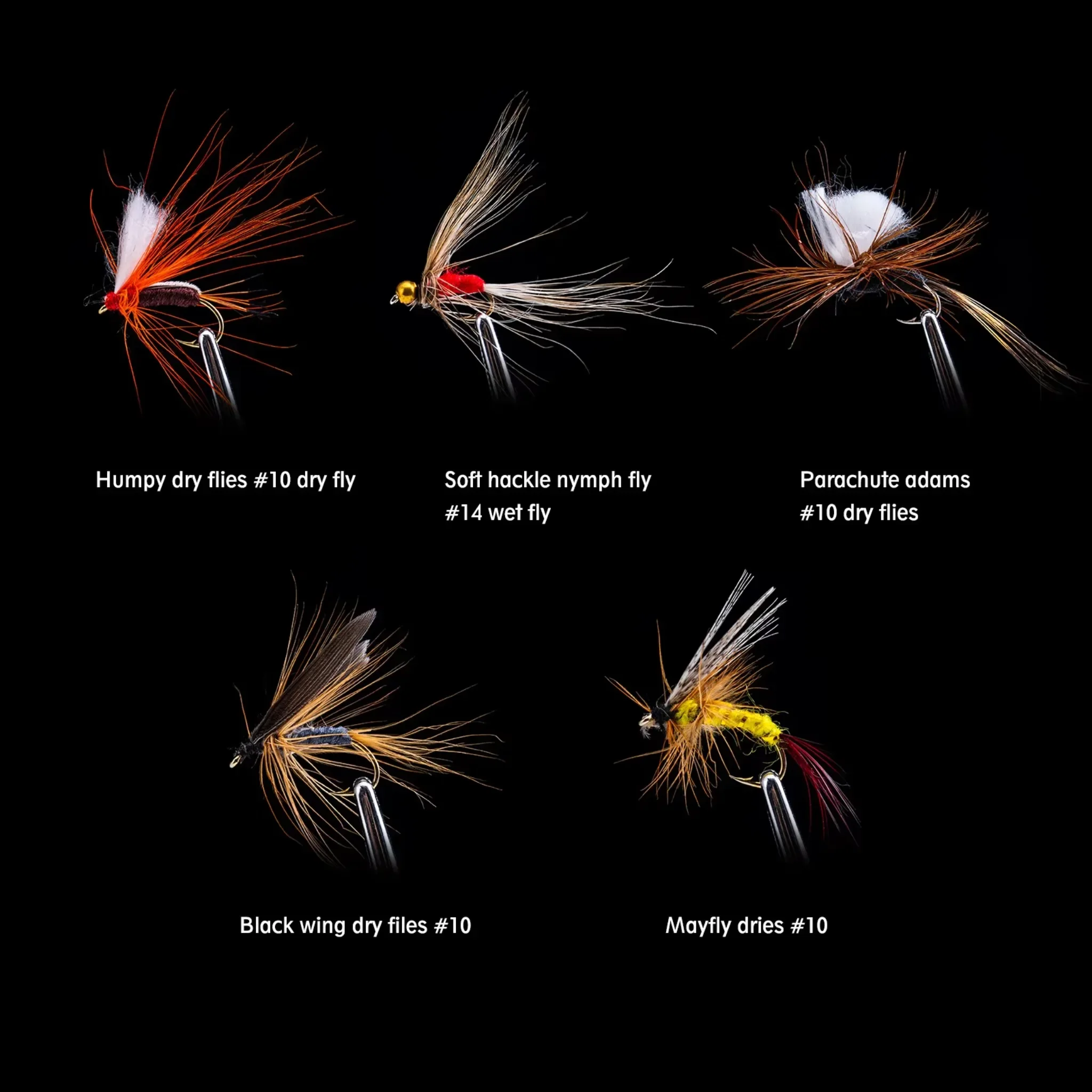 Fly Fishing Baits Assortment Kit 100pcs,Dry Flies Wet Flies Nymph Flies Trout Fishing Lures for Fly Fishing Tackle Accessories