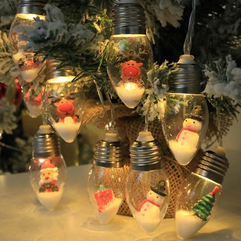 A boneca do Natal ilumina a corda para a árvore de Natal, Decoração interior LED, Snowman Wishing Bottle
