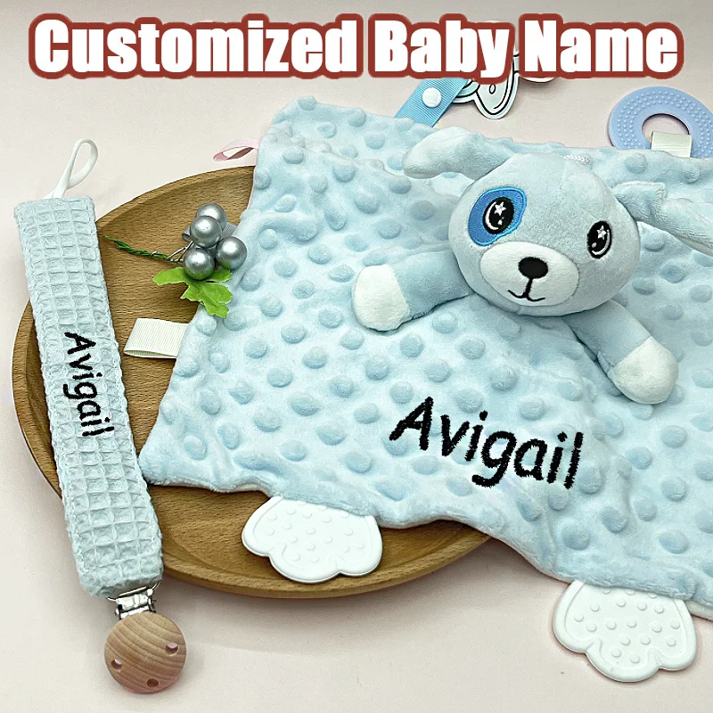 

Персонализированное детское одеяло с держателем для сосков Bebe, набор из 2 предметов, одеяло с именем ребенка на заказ для детского душа, подарки, подарок для новорожденного