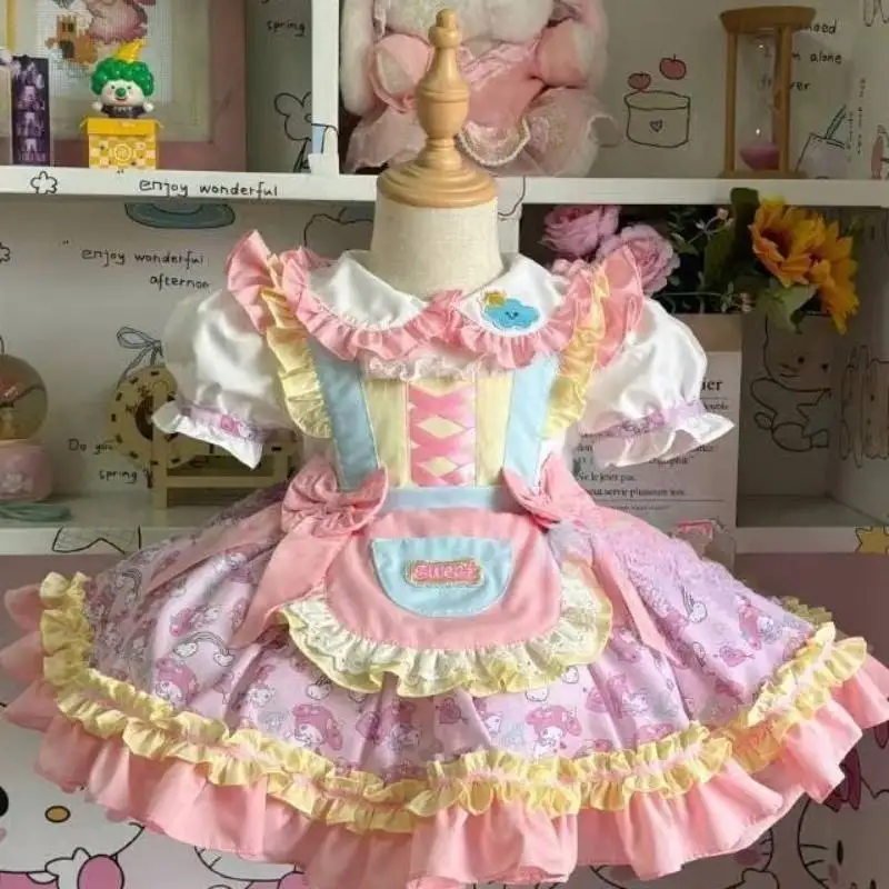 2-10years Girls Lolita Skirt New Summer Dress Foreign Style Lolita Princess Dress Children's Birthday Party Wedding Dress