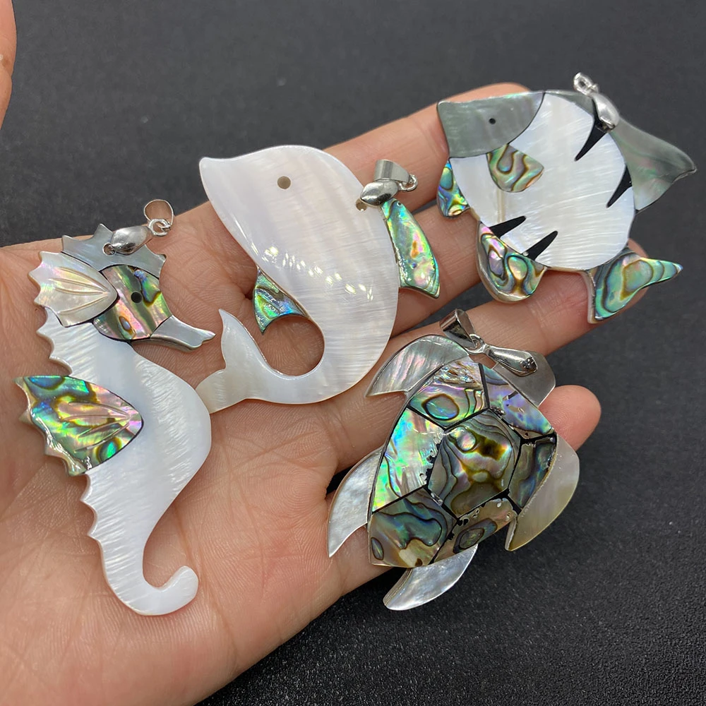 Exquisite Natural Shell Dolphin Seahorse Pendant 29-48mm Ocean Charm Fashion Jewelry Making DIY Necklace Earrings Accessories