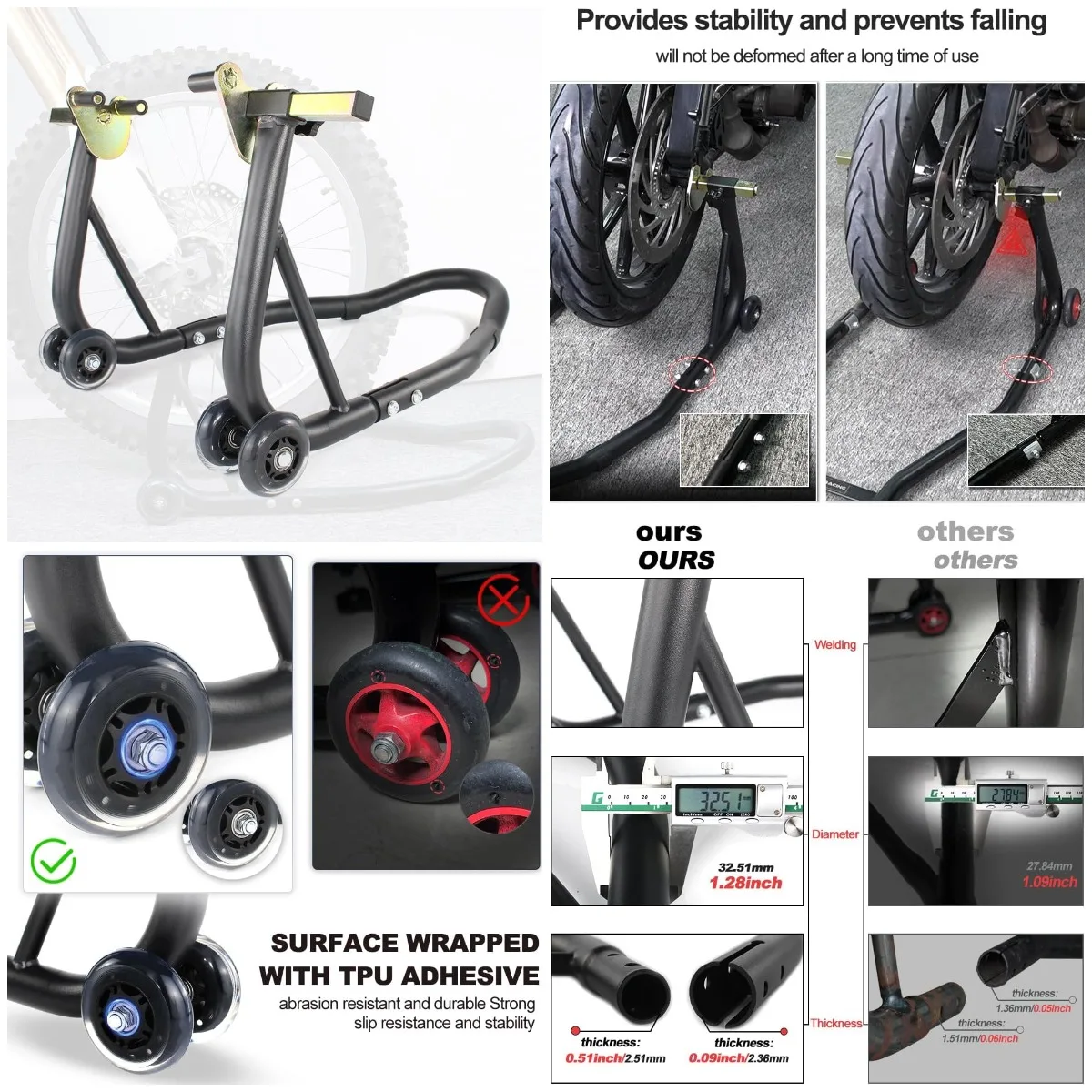 

Универсальная передняя подставка для мотоцикла 450 фунтов, сверхмощная подставка для паддока в стиле катушки