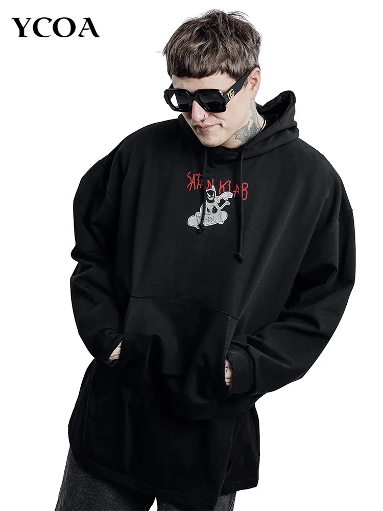 Men Sweatshirts SATAN KLAB CMH Graphic Hoodies Oversized Winter Harajuku Long Sleeve Tops Korean Fashion Y2k Streetwear Clothing