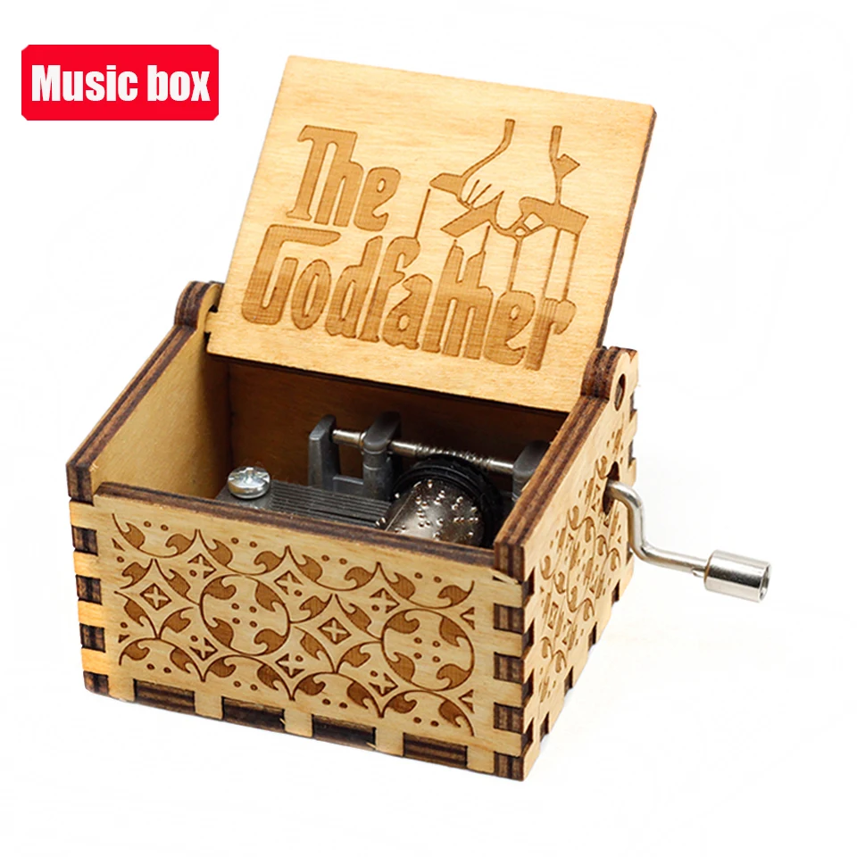 Hot !!! Antique carved Wooden Hand Crank Music Box figure  Christmas Birthday Gift