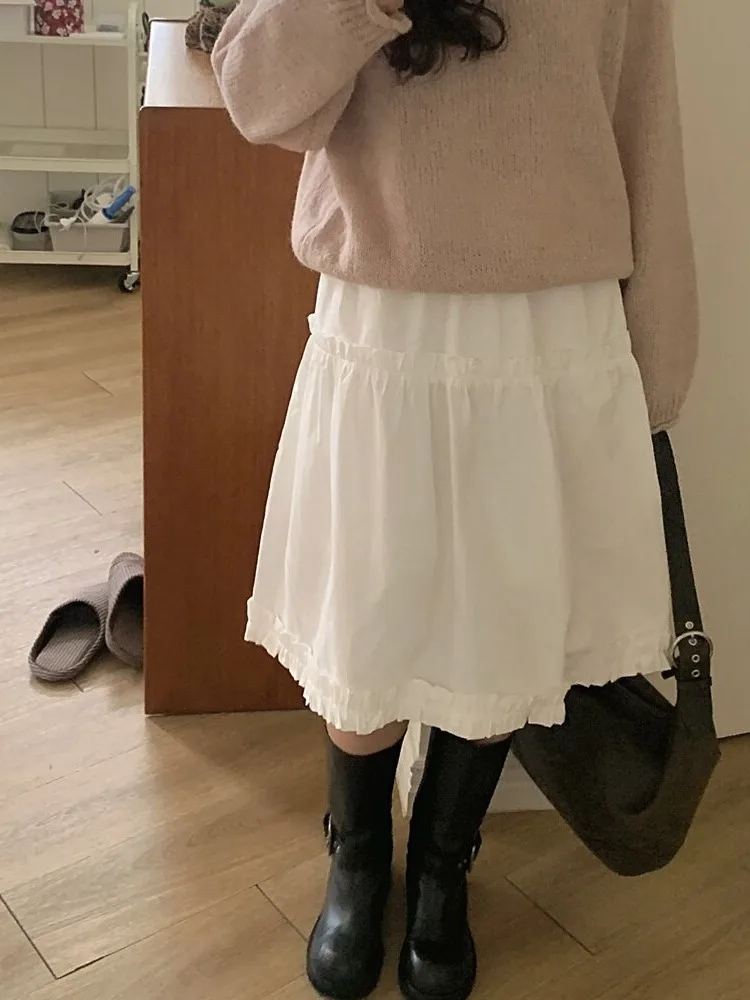 High Waist Elastic Waist Half Skirt Women's Early Spring New Loose Versatile Straight Cut Skirt Korean Style Spring Autumn Wi...
