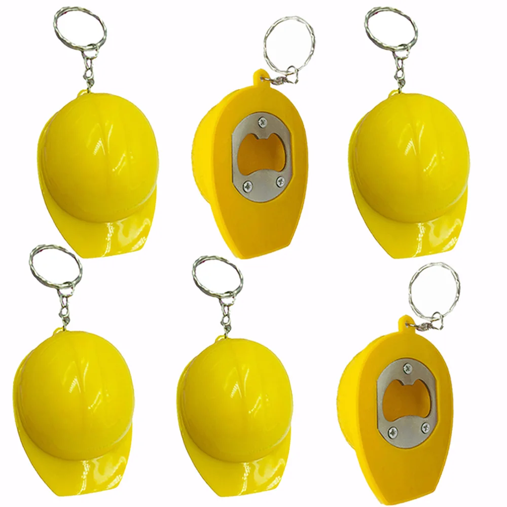 

5Pcs Construction Party With Bottle Opener Keychain Helmet Safety Hat Kids Birthday Party Gifts Prizes Construction Themed