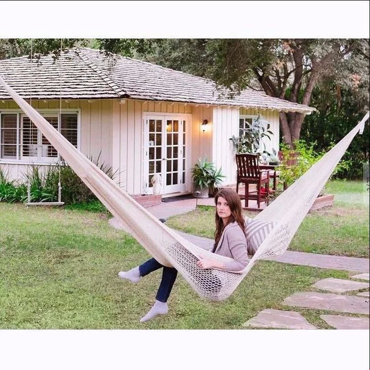 

Double Nets Hammock Swing Net Chair Bohemian Hammock Garden Out Hanging Hammock Swings Densely Woven Cotton Rope Hammock