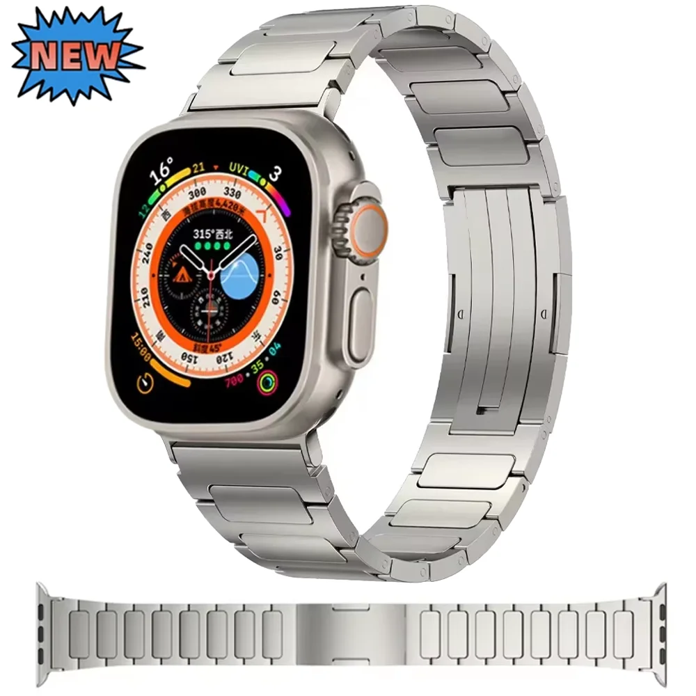 

Titanium Metal Strap For Apple Watch Ultra 2 49mm 10 46mm 42mm 9 8 7 Luxury Stainless Steel Bracelet iWatch 6 5 4 SE 3 Wristband