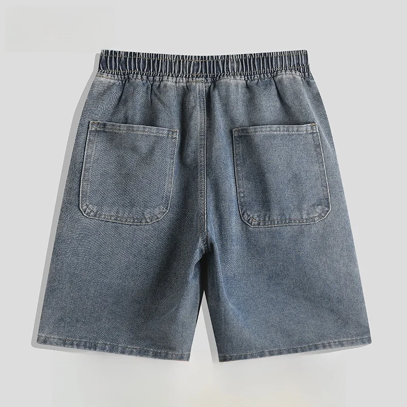 

BMOB New Chinese Sle Bamboo Embroidery Jeans orts Men's Trendy Brand Summer Loose Wide Leg Retro Waed Five-Quarter Mid-...