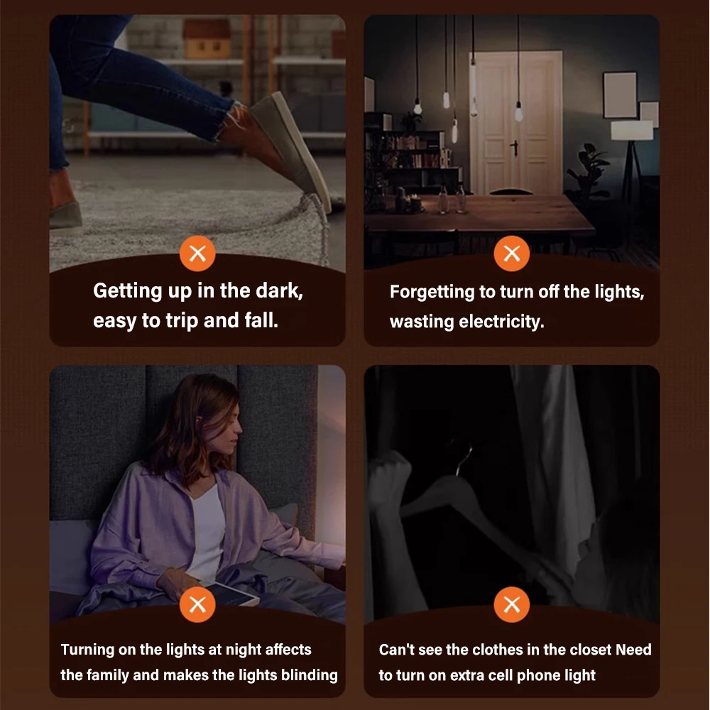 Multi-functional rechargeable motion sensor light Automatic night switch Suitable for kitchen and bedroom staircases