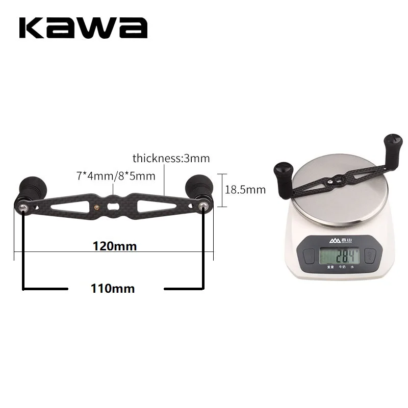 KAWA Fishing Reel Carbon Handle Reel Length 120mm Hole Size 7x4 and 8X5mm Suit  D / S Fishing Rocker Accessory