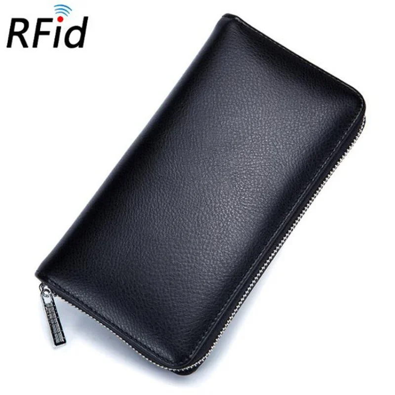

Men wallet genuine leather passport RFID long large capacity organ mobile phone multi function card holder unisex wallets WT595