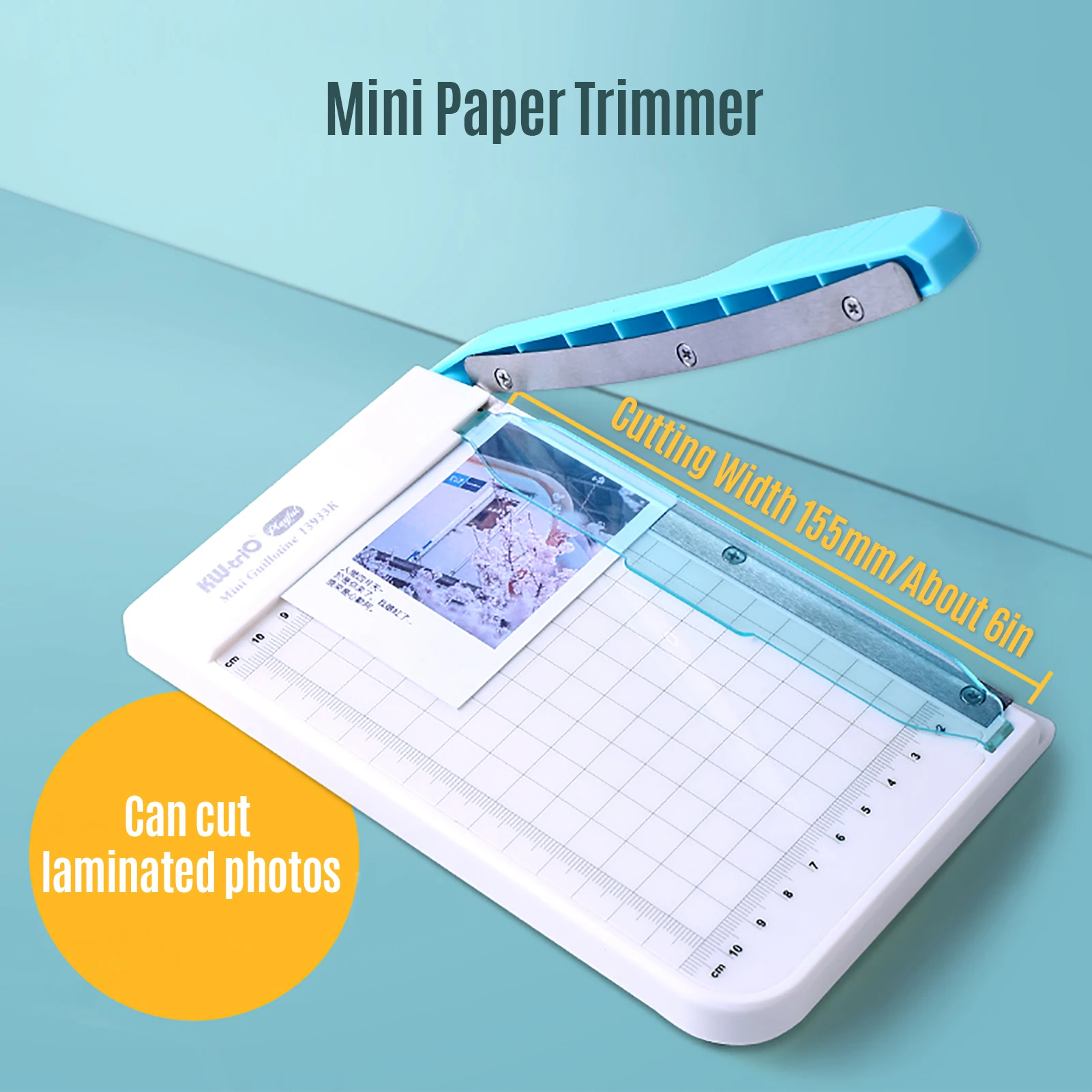 KW-trio MINI กระดาษ Trimmer 6 นิ้ว Guillotine เครื่องตัดกระดาษเครื่องตัดภาพ 10 แผ่นความจุกระดาษเครื่องตัด Grid Line