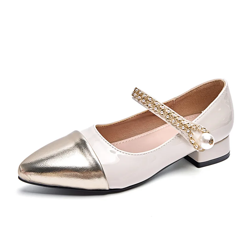 

2026 Summer Girls Leather Shoes Kids Princess Dress High Heels Fashion Color Block Soft Sole Girl Casual Performance Footwear