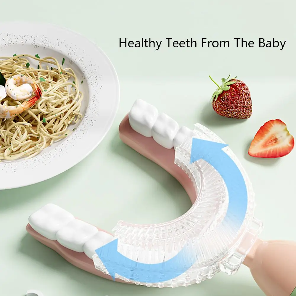 Children's Gifts Oral Care Soft Silicone Teeth Whitening Tooth Brushing Cleaning Tool U-Shape Toothbrush