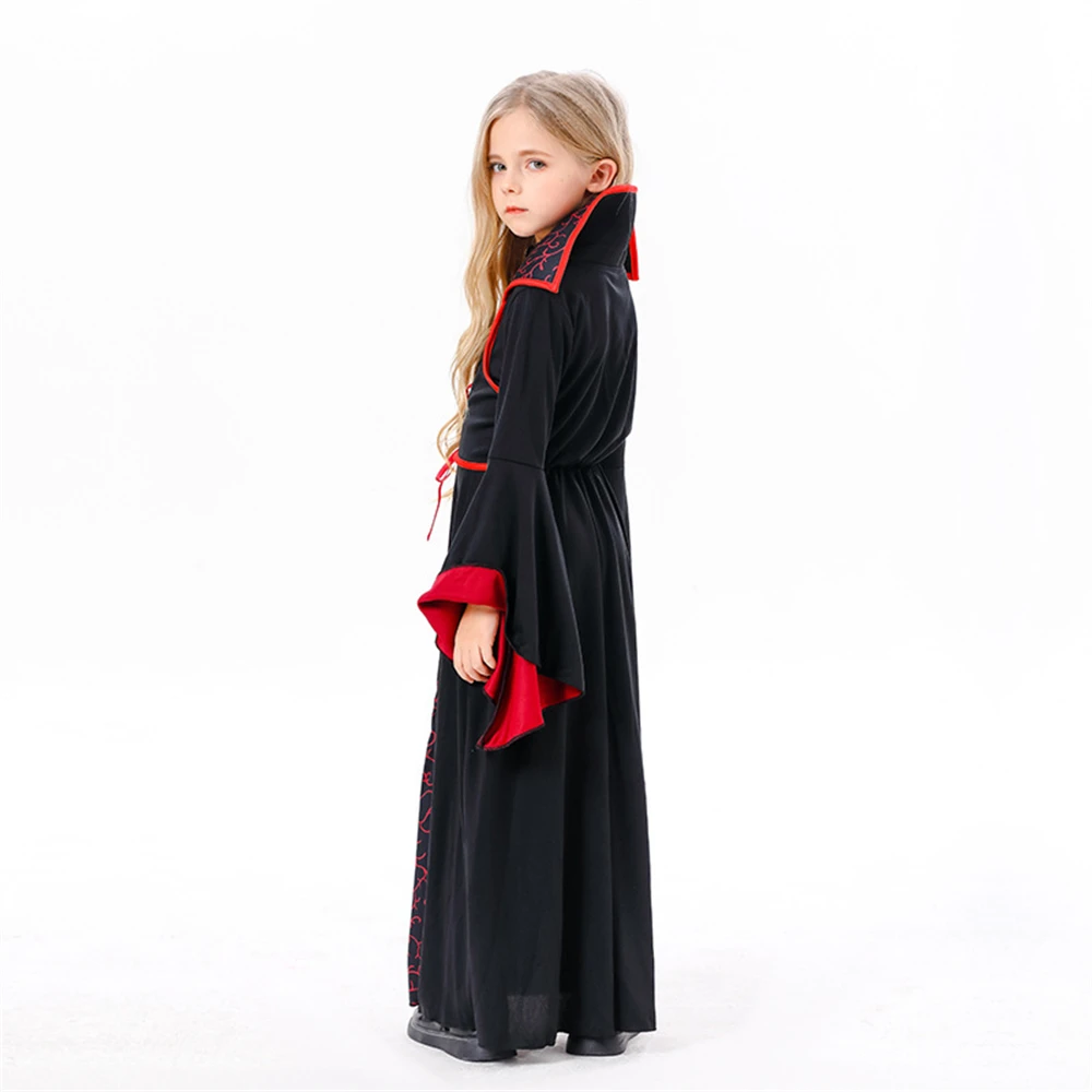 Kinderen Meisjes Halloween Cosplay Zwarte Vampier Jurk Outfits Kinderen Carnaval Party Horror Thema Podium Rollenspel Fancy Kostuum