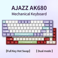 AJAZZ AK680 Mechanical Keyboard 68 Key 2.4G Wireless Bluetooth Hot Swap ABS Keycap Customized Gasket Game Keyboard For PC Laptop