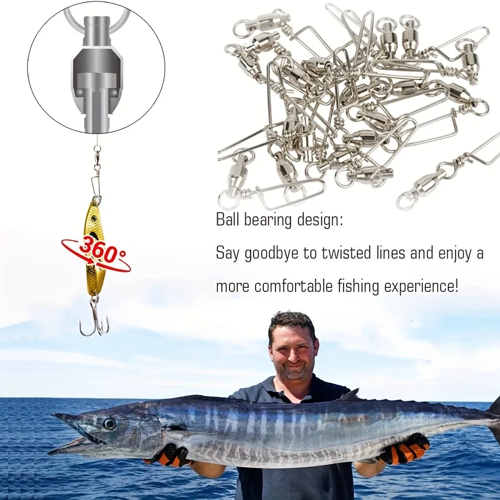 10 قطع من أدوات الصيد المتينة المصنوعة من الفولاذ المقاوم للصدأ - محمل كروي عالي القوة لصيد الأسماك في المياه المالحة والمياه العذبة