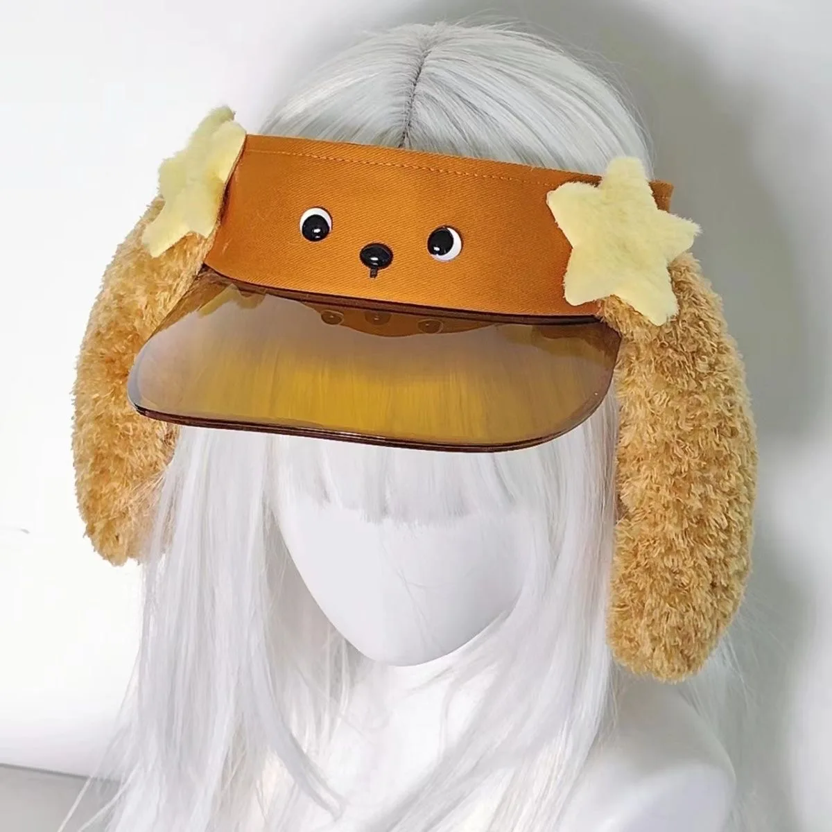 Lolita Sun Plastic Visor Hats Kawaii Hat Long Eared Puppy Hat For Women Girls Cosplay Hats Versatile Sunscreen Hat Gifts