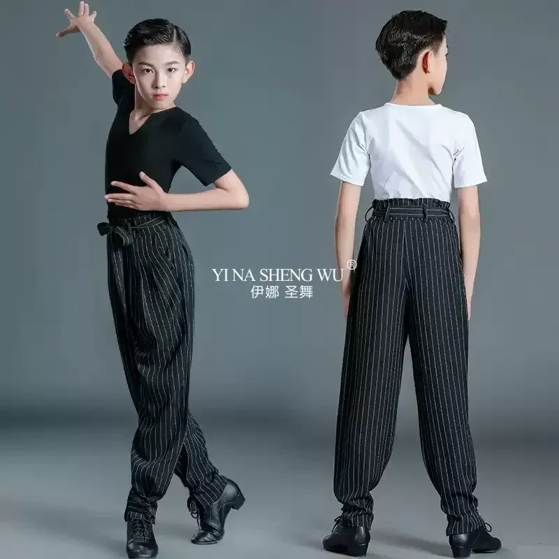Costume de danse latine pour garçons, T-shirt et pantalon de danse de salle de bal professionnelle pour enfants, vêtements de danse de spectacle Rumba/Cha Cha/Samba