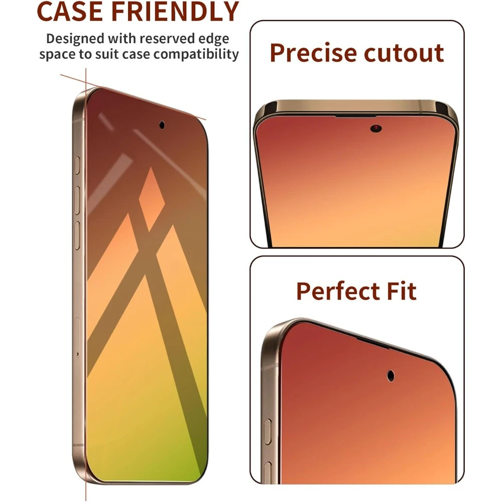 NNBILI 3-teiliger Blickschutz-Displayschutz geeignet für iPhone 18 Pro Max Schutzfolie blasenfrei kratzfest vollständige Abdeckung Farbverlauf – Detail 9