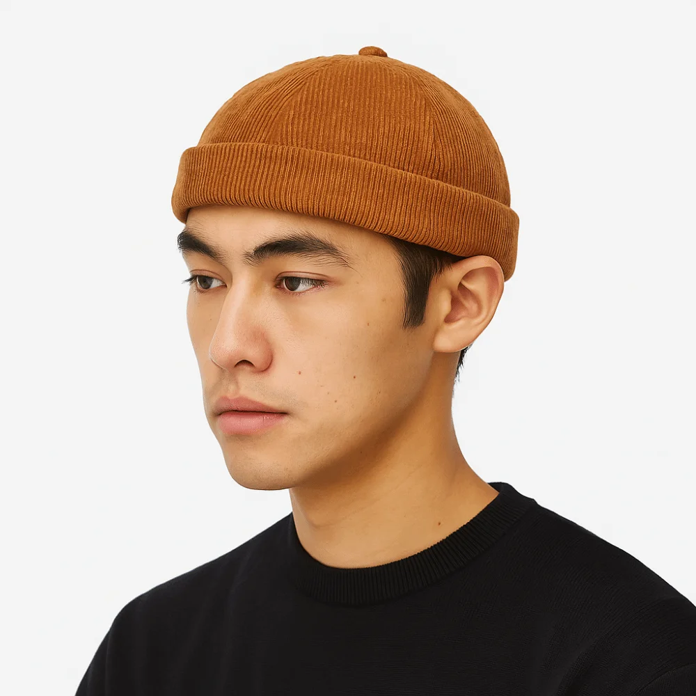 

Soft Solid Color Corduroy Brimless Hat Round Adjustable Dome Melon Cap Comfortable Japanese Hip Hop Hat Outdoor