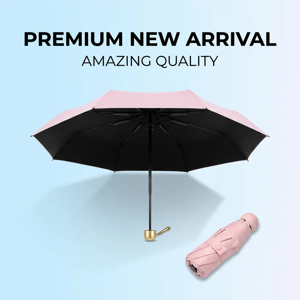 Mini Travel Umbrella Ultra Light Flat 5 Fold Sun Rain UV Protection 6 Ribs Portable Small Pocket Folding Parasol
