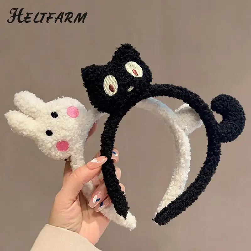 Funny Women Girsl Wash Face Make Up Hair Hoop Hair Accessories 1pcs Cute Cartoon Cat Rabbit Plush Hair Band