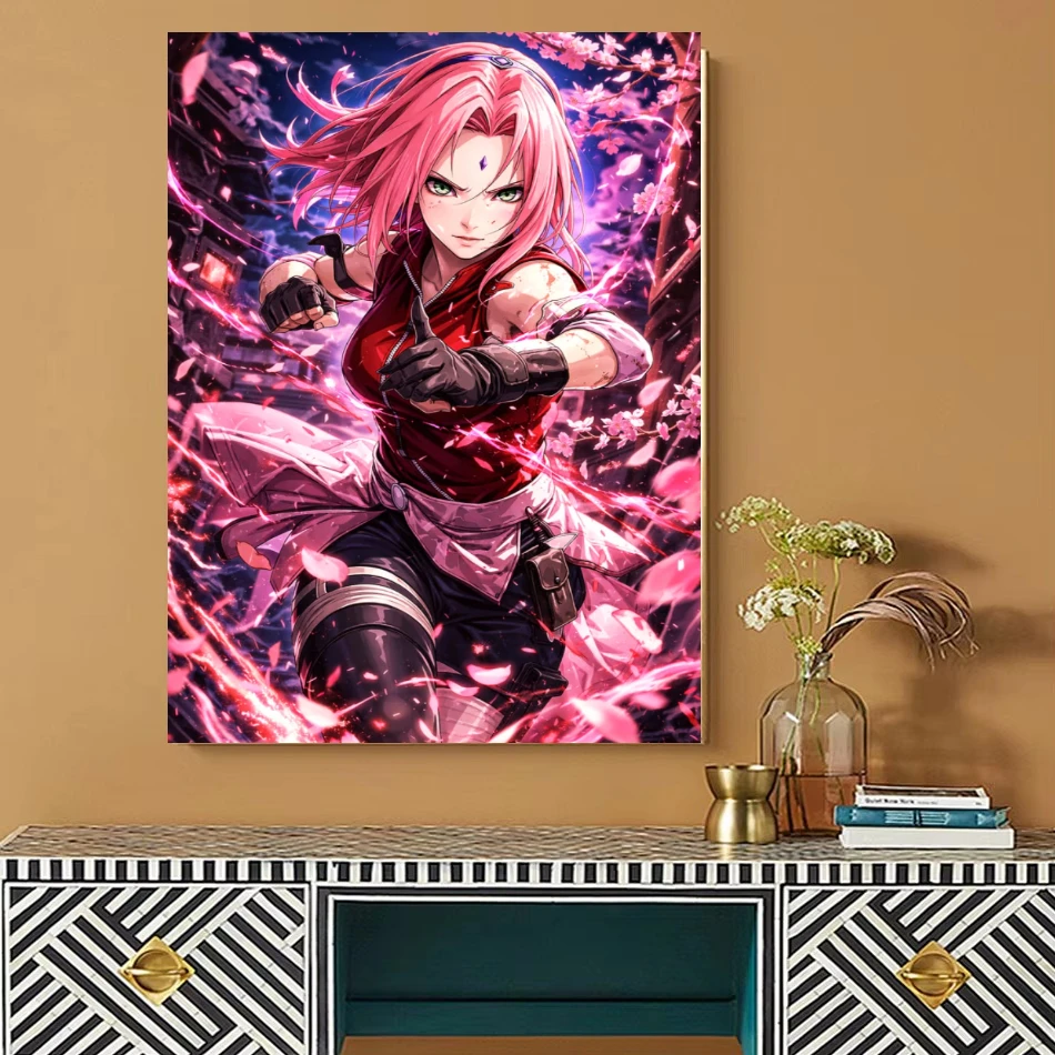 Oil Painting Anime Sakura Haruno Characters By Numbers Modern Wall Decor for Living Room Bedroom Gift No Frame