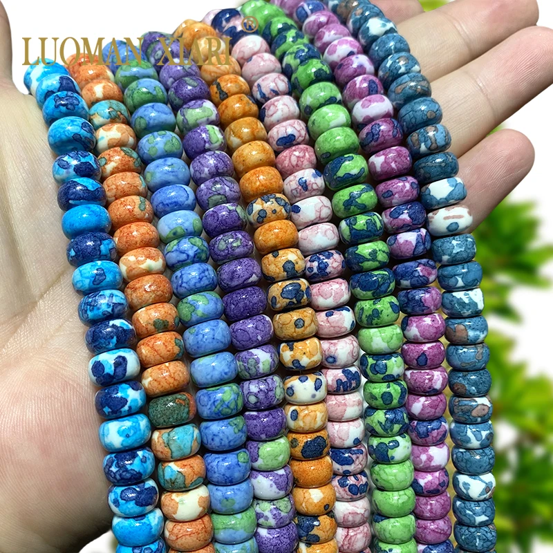 6x10MM Abacus Natural Stone Rainbow Color Loose Rondelle Spacer Beads for Jewelry Making DIY Bracelets Charms  Accessories