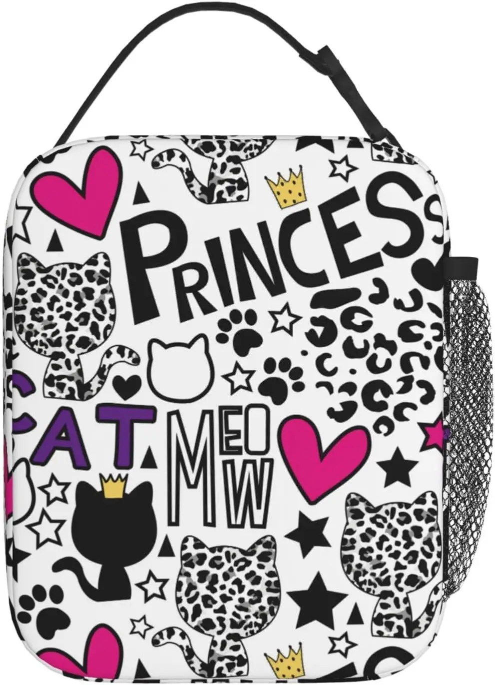 Lunchtasche für Männer und Frauen, Cartoon-Katze, Katze, Prinzessin, Lunchtaschen, wiederverwendbar, isoliert, Thermo-Lunchbox, tragbare Tragetasche, Picknick