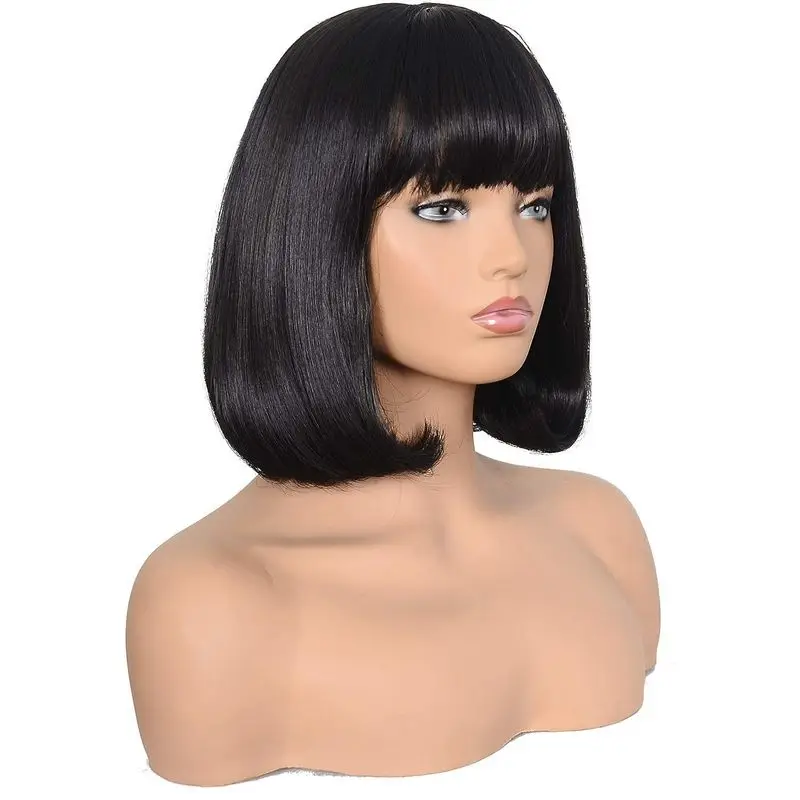 European and American cross-border African , high-temperature synthetic fiber , bob-style wigs with bangs, T-shaped synt