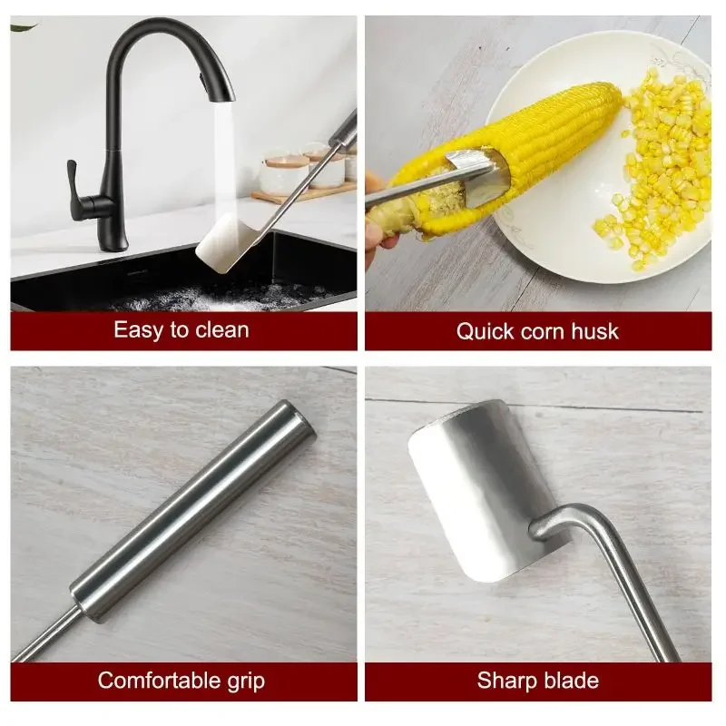 Stainless Steel Corn Cob Husker Manual Corn Stainless Steel Stripper Handle Easy To Clean Corn Stripping Shovel