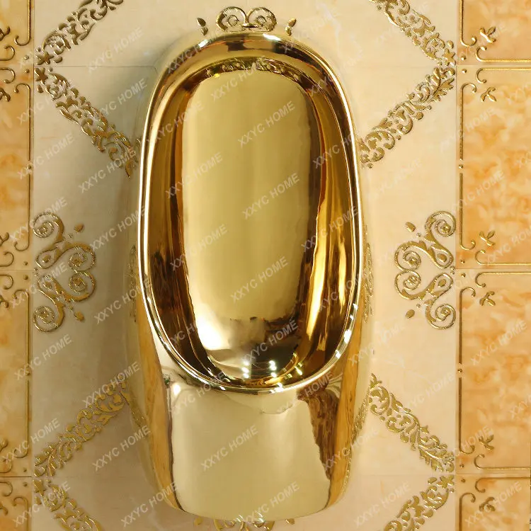 A  Wall-mounted intelligent automatic sensor gold urinal, men's wall-mounted urinal, ceramic KTV urinal