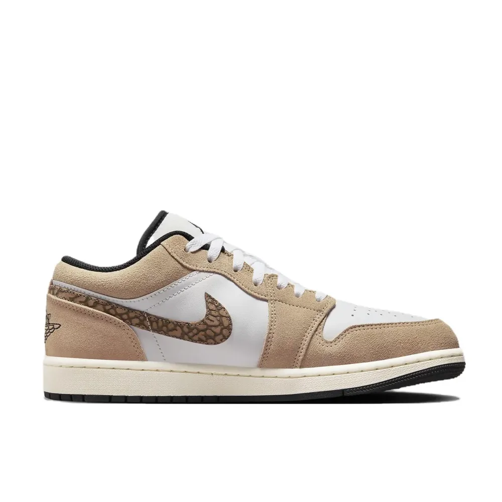 Nike Original Air Jordan 1 Low Men's and Women's Retro Basketball Shoes Comfortable and Slip Resistant White and Brown Colorways