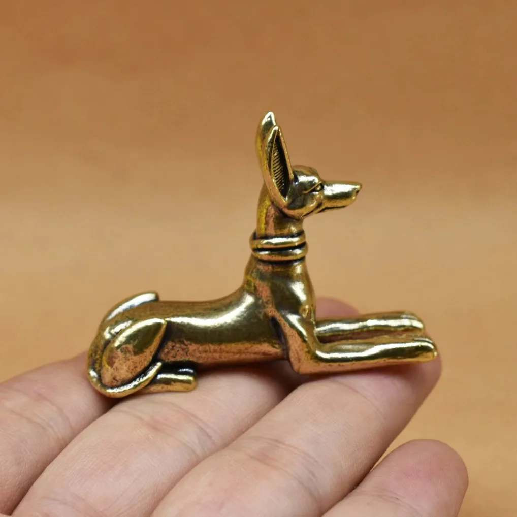 

1pc Pure Copper German Shepherd Dog Puppy Miniature Figurines, Solid Brass Dog Desktop Ornament Decoration Crafts Tea Pets