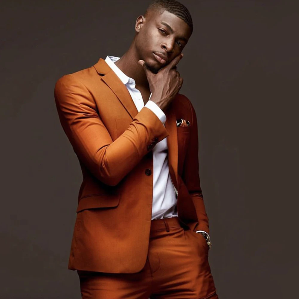 

Slim Fit Men's Suits Male 2 Piece(Jacket+Pants) Set Single Button Notch Lapel Blazer Smart Casual Banquet Evening Party Costume