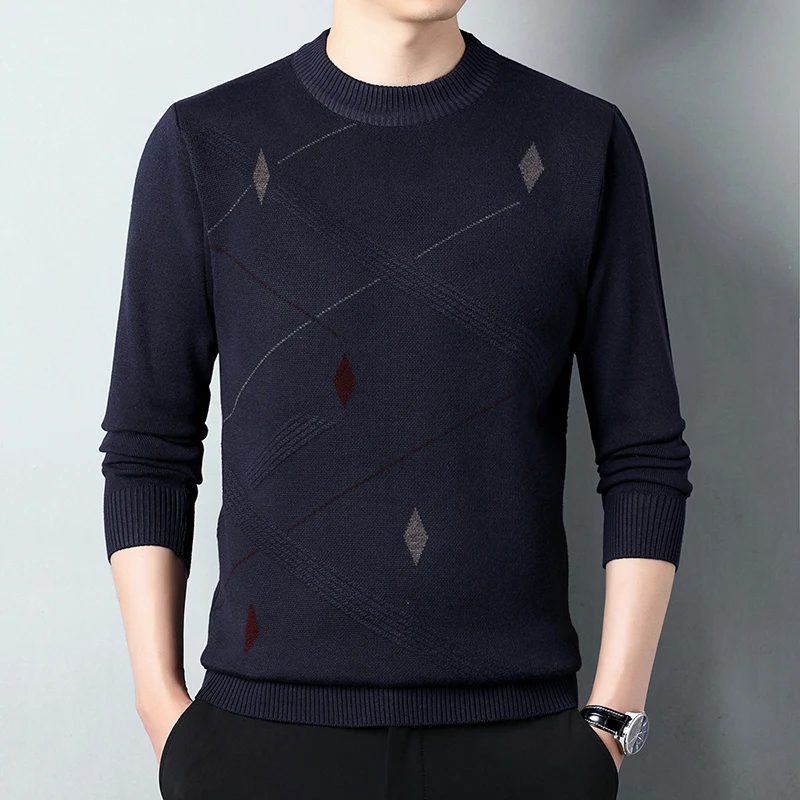 

Осень-зима 20252, новый шерстяной свитер, мужской высококачественный толстый зимний свитер, пуловер, вязаный базовый свитер