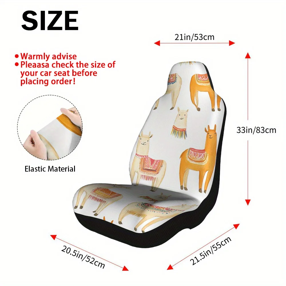 Set Of 2, Car Seat Covers Featuring Llamas With Vibrant Blankets – Complete Set, Universal Fit, High-Quality, Long-Lasting, And