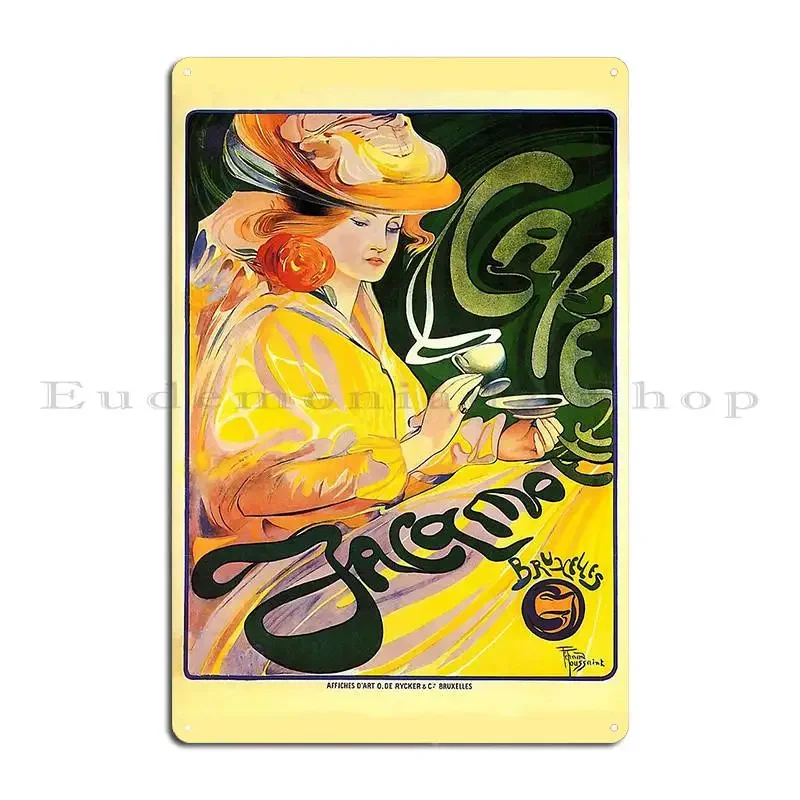 Vintage French Cafe Jacomo Coffee Advertising 1920 S Metal Sign Designer Garage Mural Wall Decor Wall Mural Tin Sign Poster