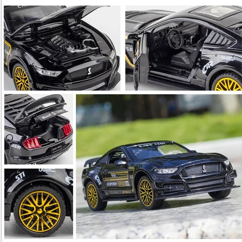 Модель спортивного автомобиля Ford Mustang Shelby GT500 в масштабе 1:32, модель литая и игрушечного автомобиля, модель металлического автомобиля, имитация коллекции, подарок для детей