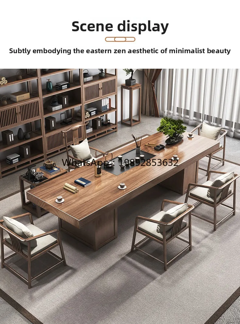 YFY New Chinese Zen Style Solid Wood Tea Table for Home Office High-end Tea Table and Chairs
