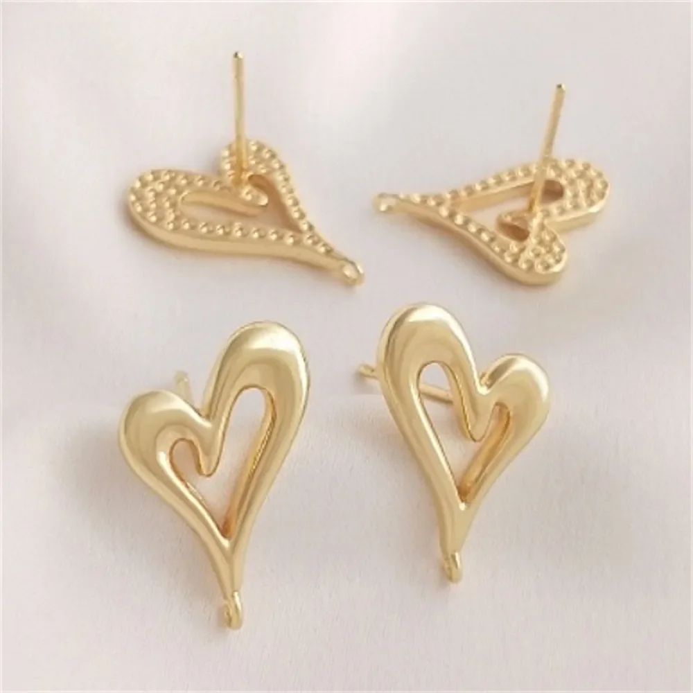 

925 Silver Needle Fashion Heart Shaped Hanging Earrings 14K Gold Package DIY Earrings Accessories Handmade Materials E193