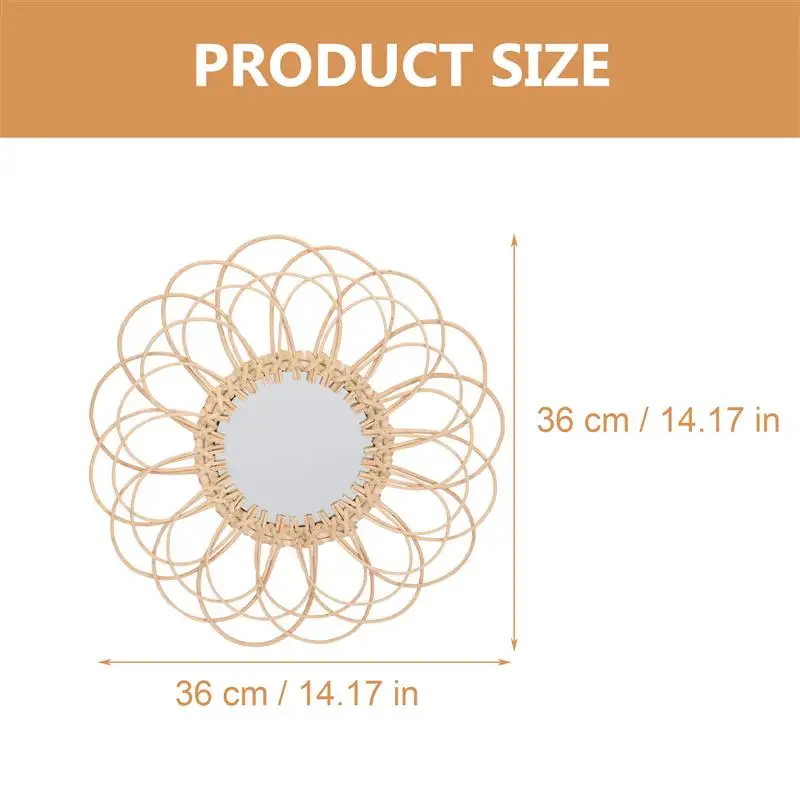 กระจกแต่งหน้าหวายสานสไตล์นอร์ดิกสำหรับห้องนั่งเล่น bingkai cermin แต่งกระจกติดผนังตกแต่งบ้าน
