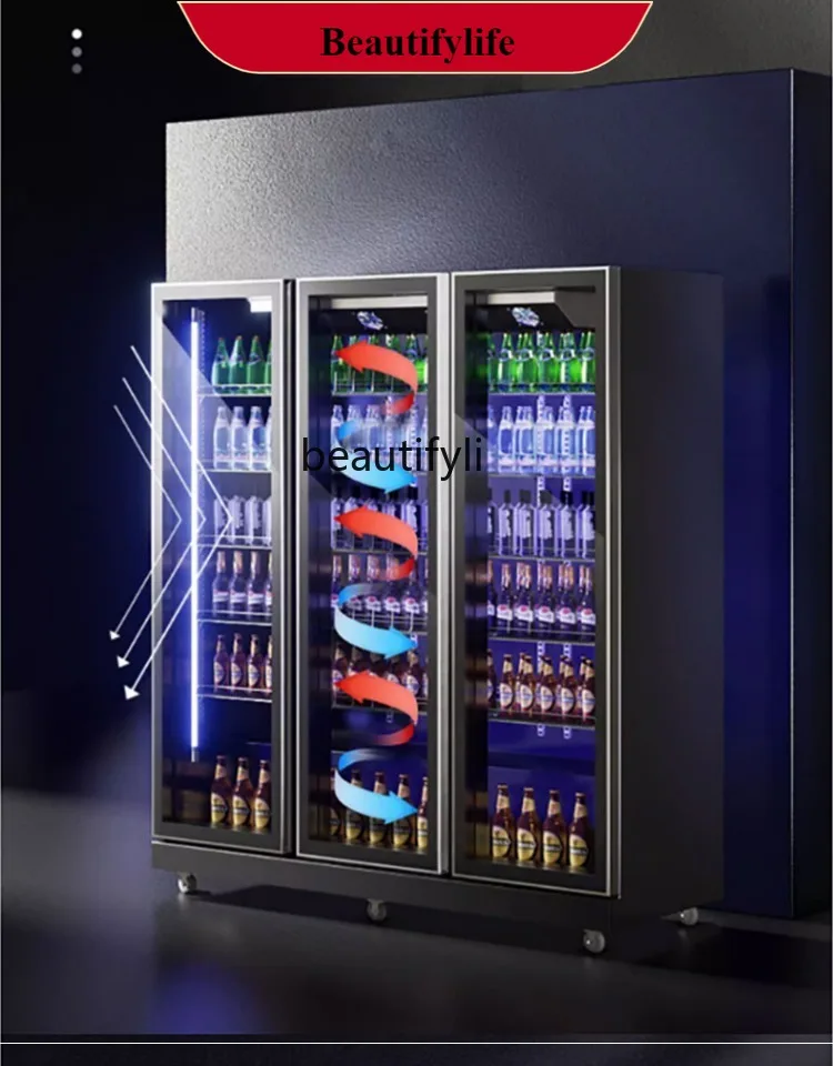 

E132 Vertical Refrigerated Wine Beer Display Supermarket Beverage Cabinet Two-Door Refrigerator Commercial Freezer