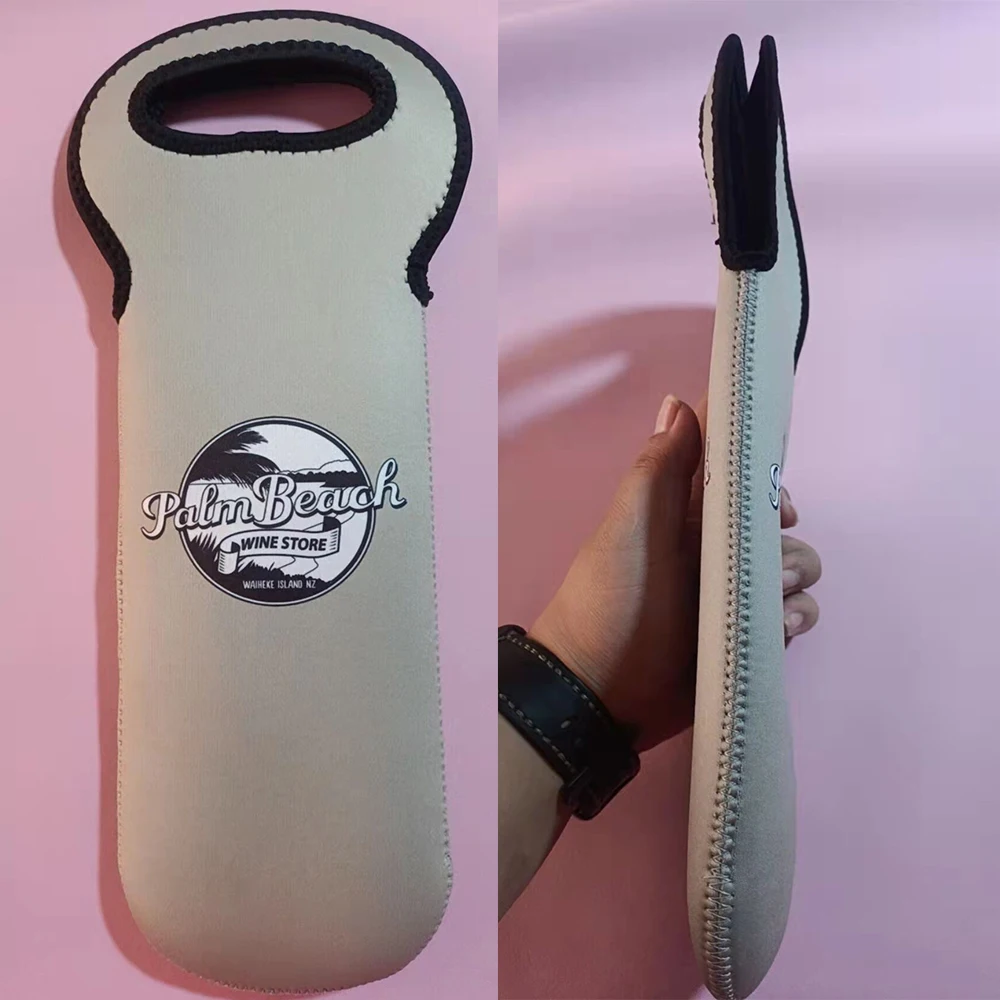 100pcs Custom Logo Neoprene Wine Bags Champagne Beer Waterproof Gift Bag Color Single Bottle Red Wine Bottle Hand Handle