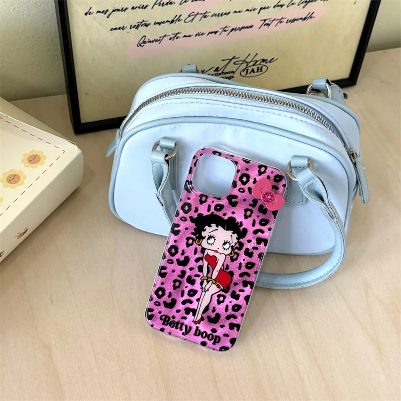 Leopard Print Cartoon Girl Phone Case Cover for IPhone 13 14 15 Pro Max Shockproof Cases for IPhone 15 Pro Max Case