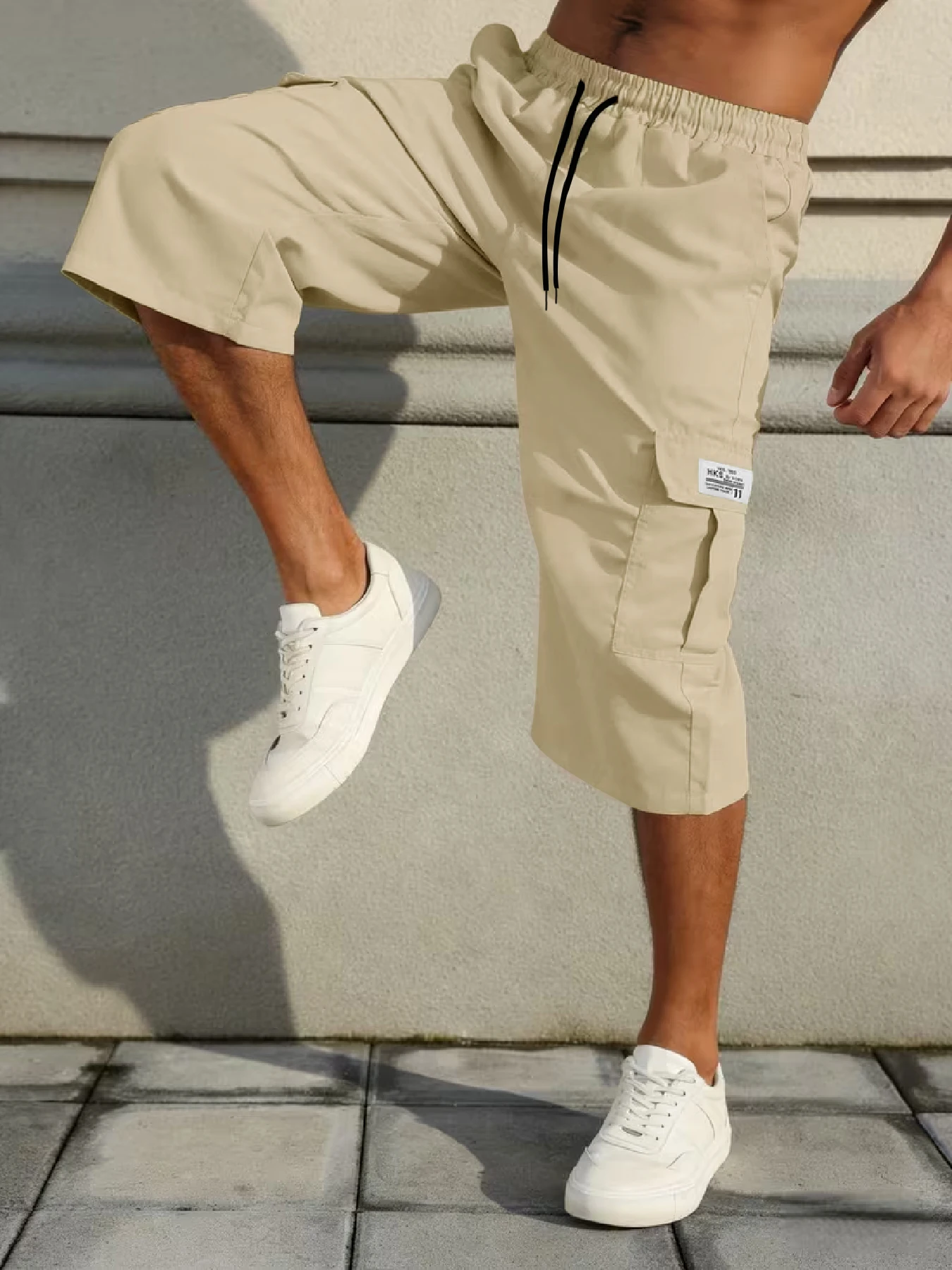 Herren-Shorts, Freizeit-Jogginghose mit mehreren Taschen, gewebte, elastische, weiche und bequeme, einfarbige, schlichte Hose für Outdoor-Sportarten – Detail 21
