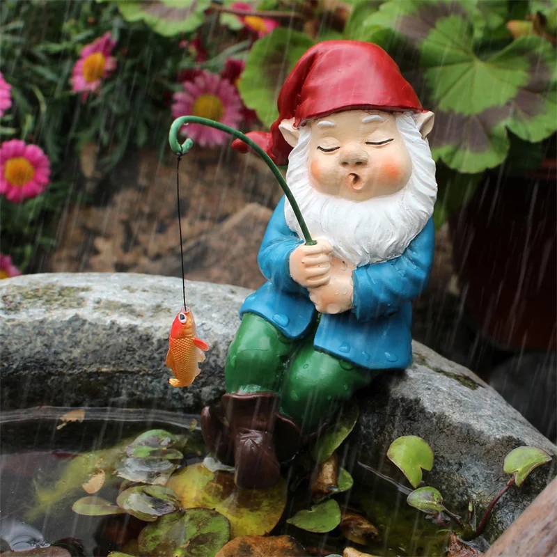 Creative Resin Dwarf Elf Sleeping Posture Fishing Statue, Outdoor Courtyard Garden Decoration, Home Decoration, Handicrafts